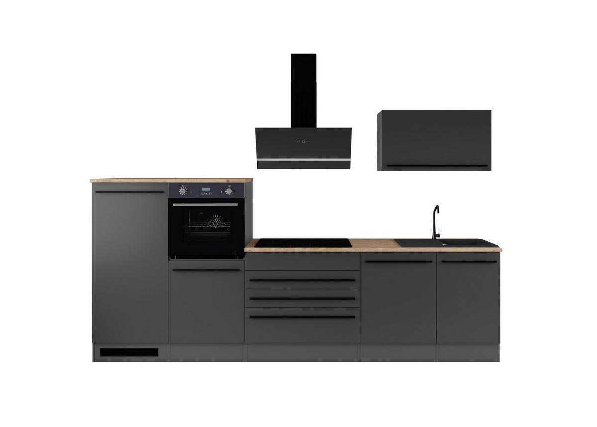 KÜCHENLEERBLOCK  in Schwarz  - Eichefarben/Schwarz, Basics, Holzwerkstoff/Kunststoff (320cm) - P & B