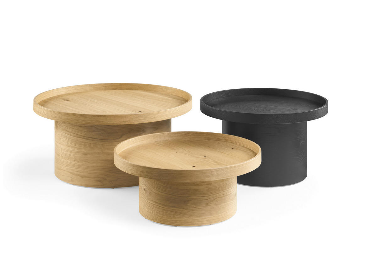 COUCHTISCH JUSTB! Eiche furniert 60/60/36 cm rund Schwarz  - Eichefarben/Schwarz, Design, Holz (60/60/36cm) - Musterring