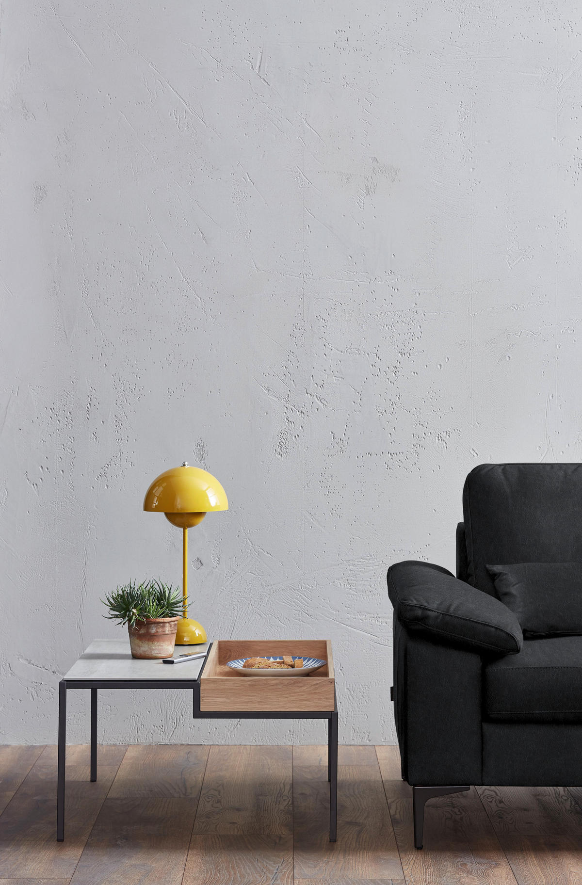 3-SITZER-SOFA  in Echtleder Schwarz   - Schwarz, Design, Leder/Metall (224/86/97cm) - Schöner Wohnen