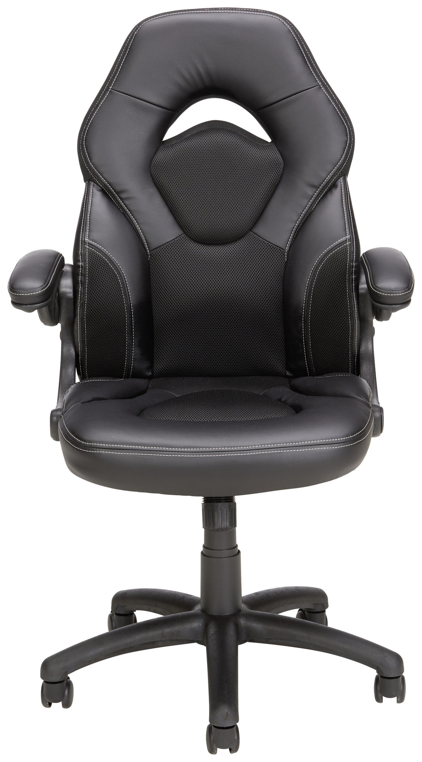 SNURRSTOL  i läderimitation, nätklädsel svart  - vit/svart, Modern, metall/textil (61/106-116/64cm) - Best Price