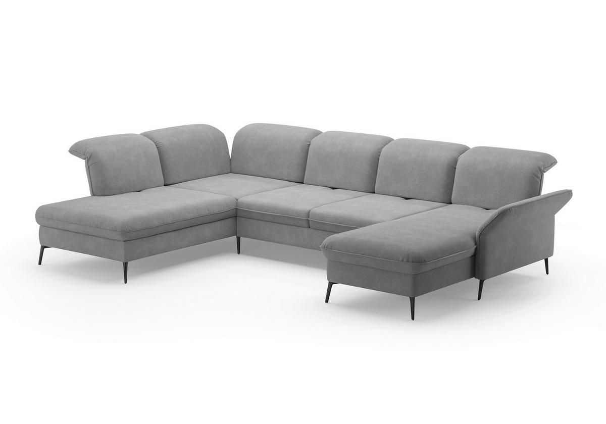 WOHNLANDSCHAFT in Flachgewebe Grau  - Schwarz/Grau, Konventionell, Textil/Metall (231/359/198cm) - Sit & More