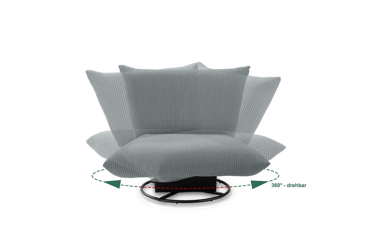 RELAXSESSEL Cord    - Schwarz/Hellblau, Design, Textil/Metall (100/78/96cm) - Livetastic