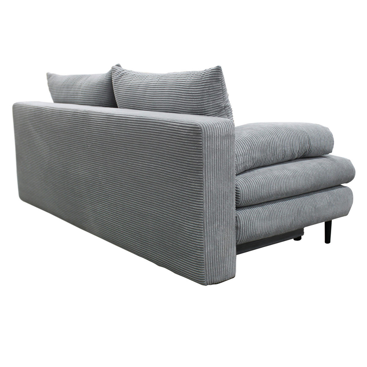 SCHLAFSOFA  mit Cord Hellgrau  - Hellgrau/Schwarz, Design, Holz/Textil (202/85/99cm) - P & B
