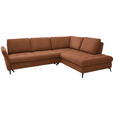 ECKSOFA in Bouclé Cognac  - Cognac/Schwarz, Natur, Textil/Metall (288/233cm) - Valnatura