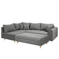 ECKSOFA inkl. Hocker Ariella Dunkelgrau Mikrofaser  - Dunkelgrau/Naturfarben, Design, Holz/Textil (161/231cm) - Livetastic
