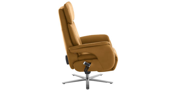 RELAXSESSEL in Leder Currygelb - Currygelb/Edelstahlfarben, Design, Leder/Metall (70/124/85cm) - Cantus