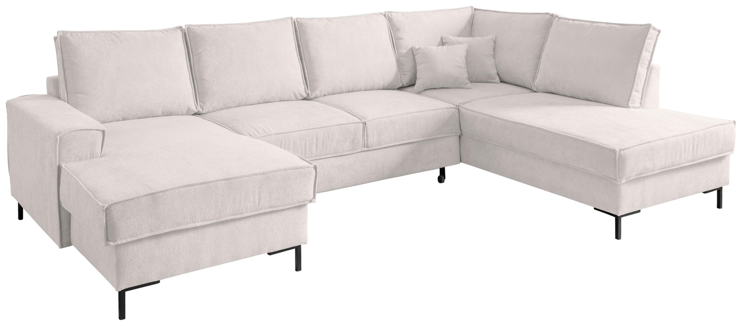 WOHNLANDSCHAFT Beige Mikrofaser  - Beige/Schwarz, MODERN, Textil/Metall (150/309/198cm) - MID.YOU