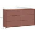 KOMMODE , 155/83/42 cm, 6 Schublade(n)  - Silberfarben/Terracotta, Trend, Holzwerkstoff/Kunststoff (155/83/42cm) - Carryhome