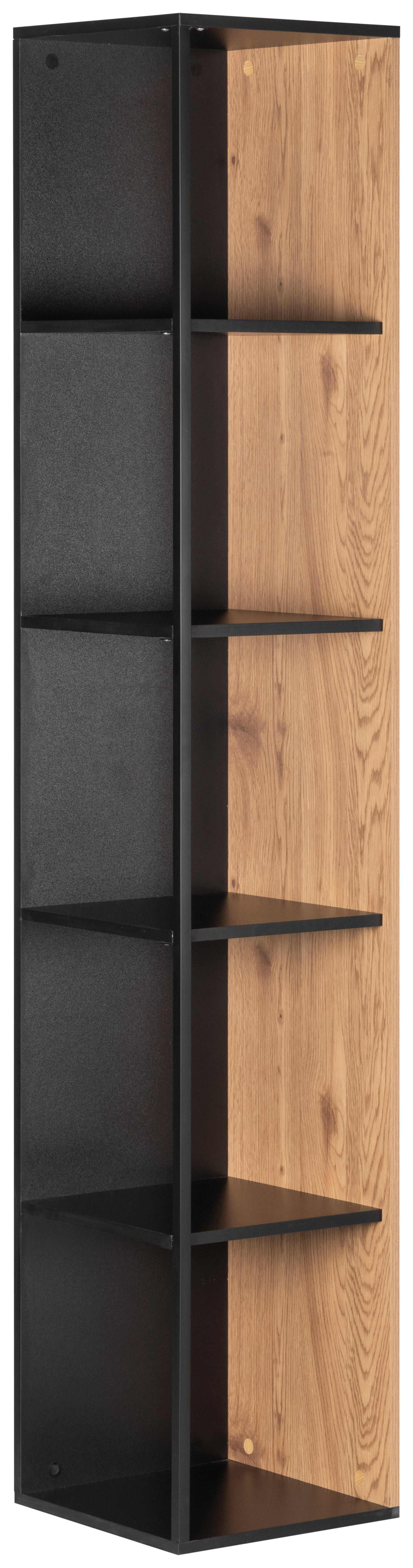 ECKREGAL in 34/185/34 cm Naturfarben, Schwarz  - Schwarz/Naturfarben, Design, Holzwerkstoff/Metall (34/185/34cm) - MID.YOU