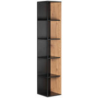 ECKREGAL in 34/185/34 cm Naturfarben, Schwarz  - Schwarz/Naturfarben, Design, Holzwerkstoff/Metall (34/185/34cm) - MID.YOU