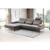 ECKSOFA in Flachgewebe Graubraun  - Graubraun/Schwarz, Design, Textil/Metall (178/305cm) - Livetastic