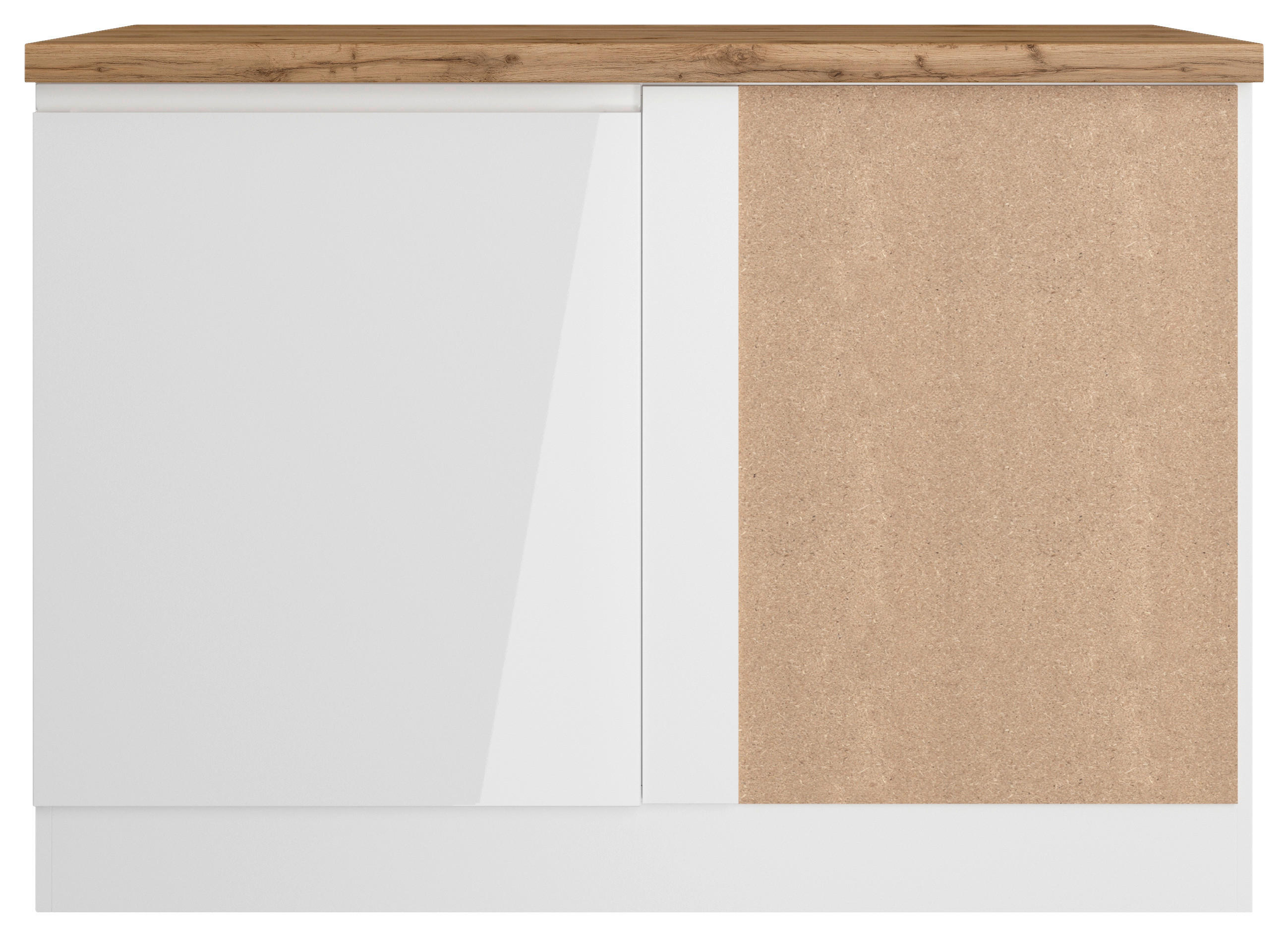 Thumbnail - Held Eckunterschrank, Weiß, Eiche Wotan, Weiß Hochglanz, Holzwerkstoff, 1 Fächer, 120x86x60 cm, Made in Germany, Küchen,...