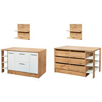 KÜCHENINSEL   in Weiß  - Wildeiche/Alufarben, Design, Holzwerkstoff/Metall (150/90/90cm) - Respekta