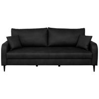 3-SITZER-SOFA in Lederlook Grau  - Schwarz/Grau, Konventionell, Holz/Textil (228/96/97cm) - Carryhome