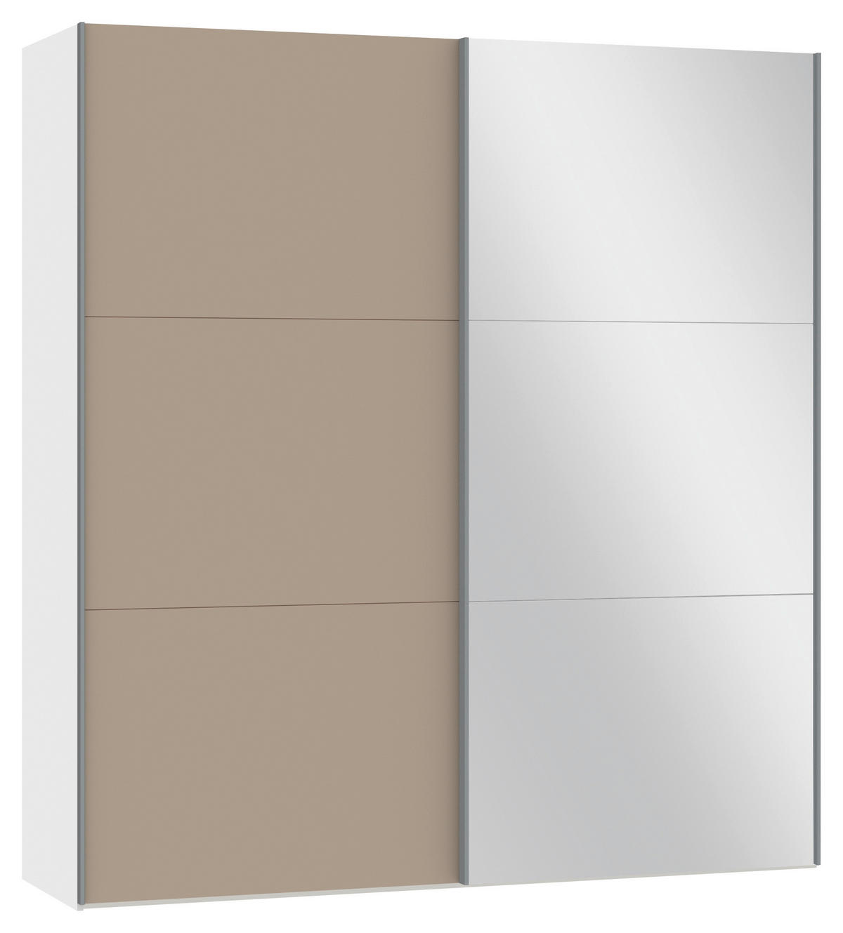 SCHWEBETÜRENSCHRANK  in Weiß, Hellbraun  - Hellbraun/Silberfarben, Design, Glas/Holzwerkstoff (202,5/220/65cm) - Jutzler