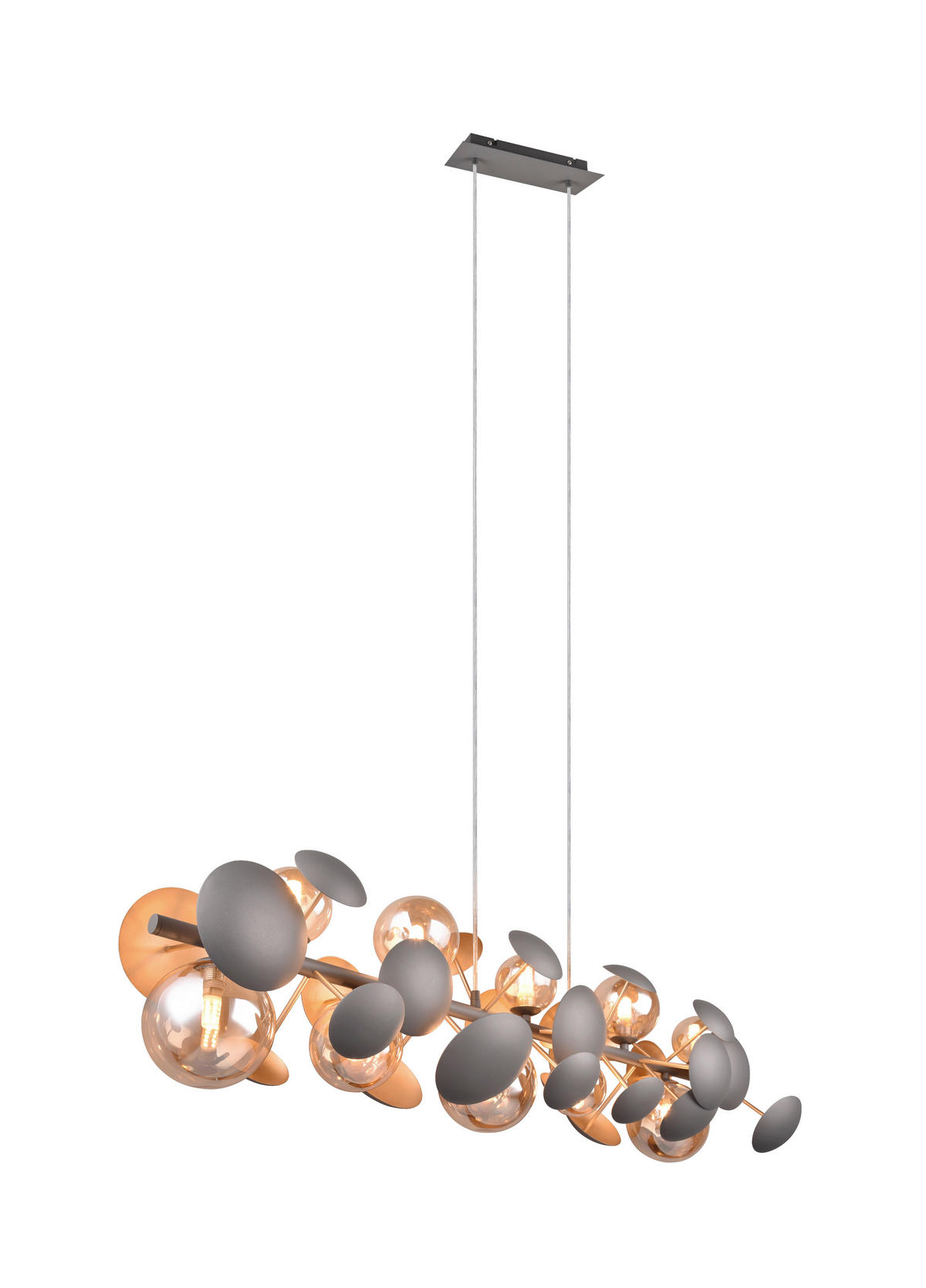 PENDELLEUCHTE Bubble 100/22/150 cm   - Anthrazit/Bernsteinfarben, LIFESTYLE, Glas/Metall (100/22/150cm) - Trio Leuchten