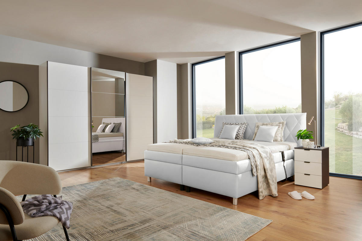 POLSTERBETT 160/200 cm  in Weiss  - Weiss/Silberfarben, Konventionell, Holz/Textil (160/200cm) - Esposa