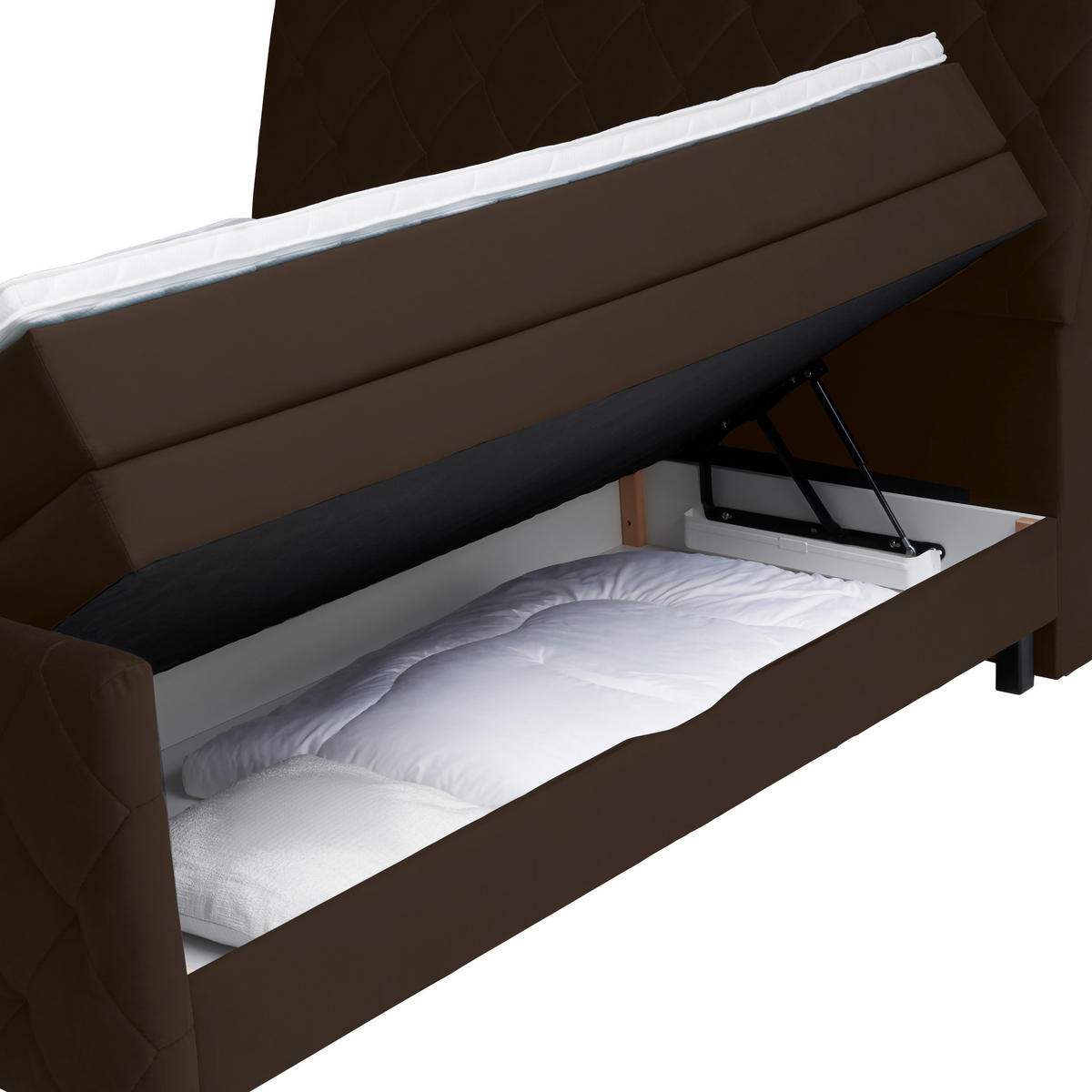 BOXSPRINGBETT 180/200 cm  in Dunkelbraun  - Dunkelbraun/Schwarz, KONVENTIONELL, Holz/Textil (180/200cm) - Ti'me