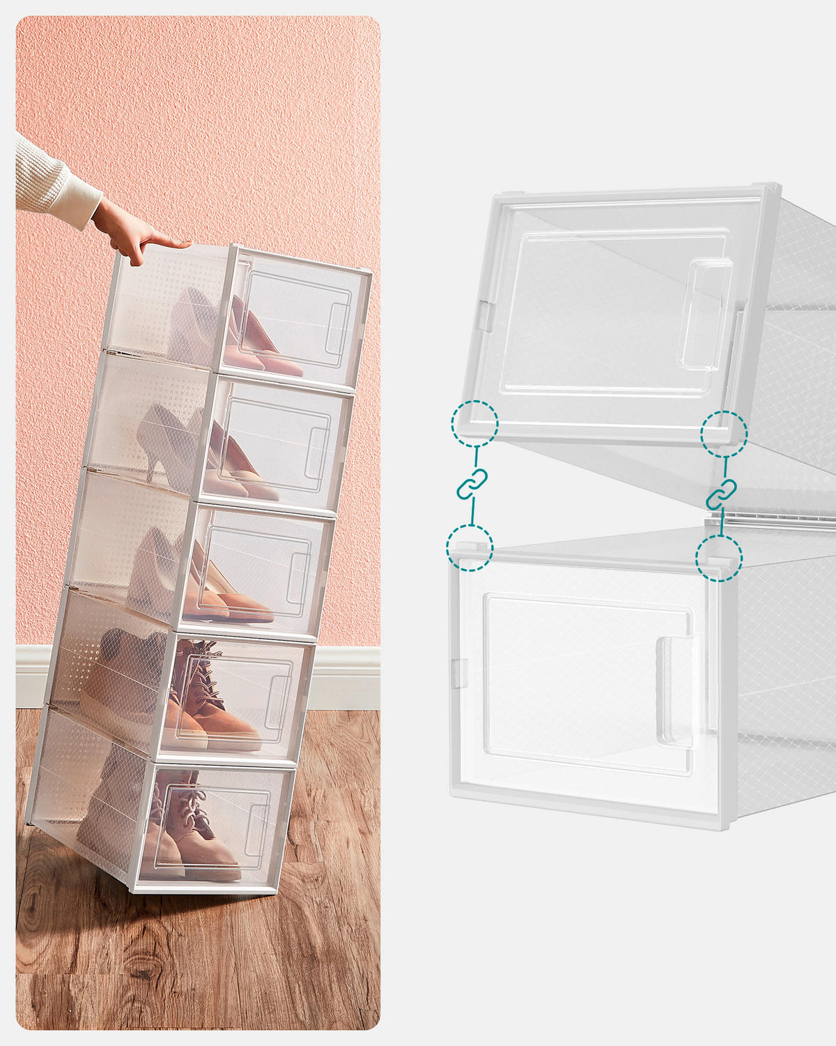 SCHUHBOX - Transparent/Weiß, Trend, Kunststoff (35/19/25,2cm) - Boxxx