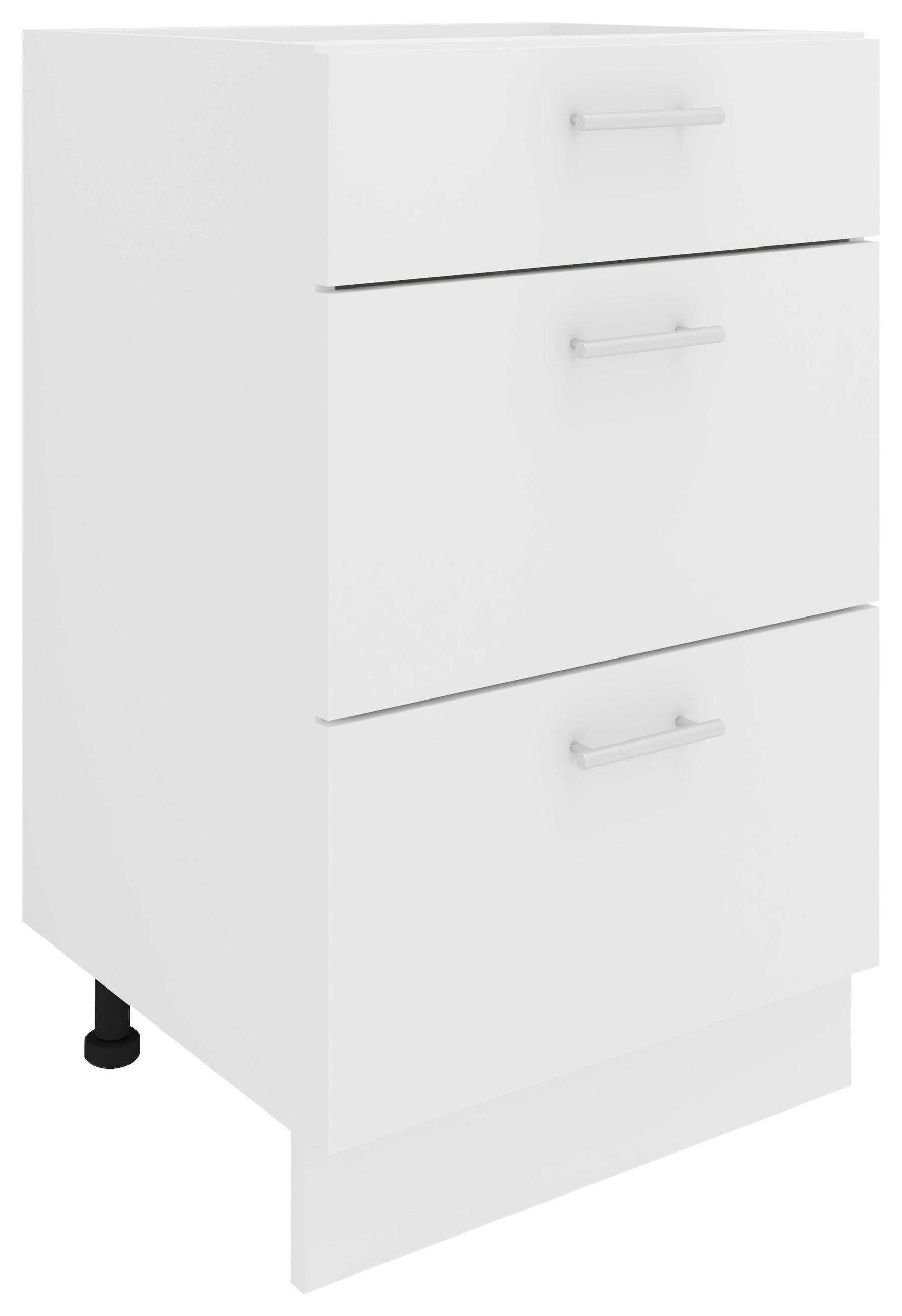 KÜCHENUNTERSCHRANK 50/82/46 cm  in Weiß  - Alufarben/Weiß, KONVENTIONELL, Holzwerkstoff/Metall (50/82/46cm) - MID.YOU