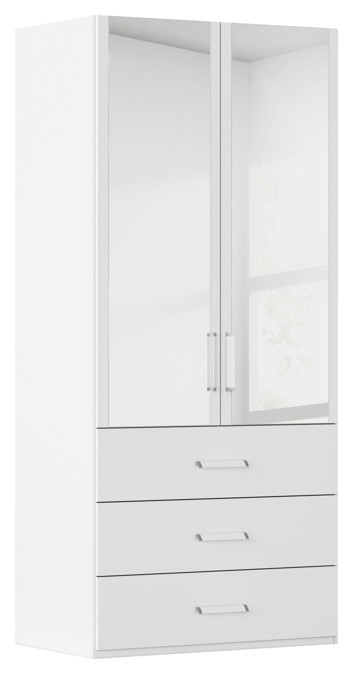 DREHTÜRENSCHRANK Weiss  - Weiss, Design, Glas/Holzwerkstoff (101/223/60cm) - Novel