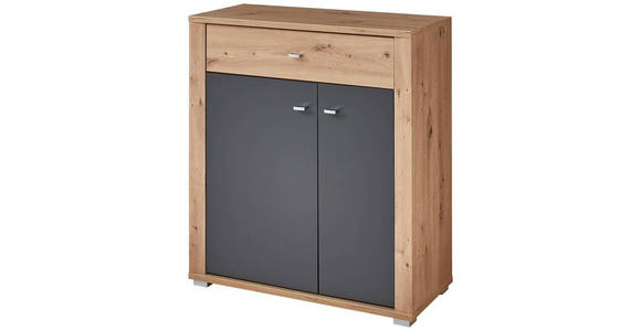 GARDEROBE 5-teilig  in 260/199/38 cm  - Graphitfarben/Eiche Artisan, Design, Holzwerkstoff/Textil (260/199/38cm) - Xora