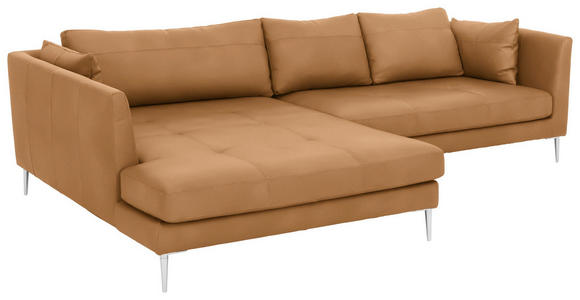 WOHNLANDSCHAFT in Leder Braun - Chromfarben/Braun, Design, Leder (180/280cm) - Voleo