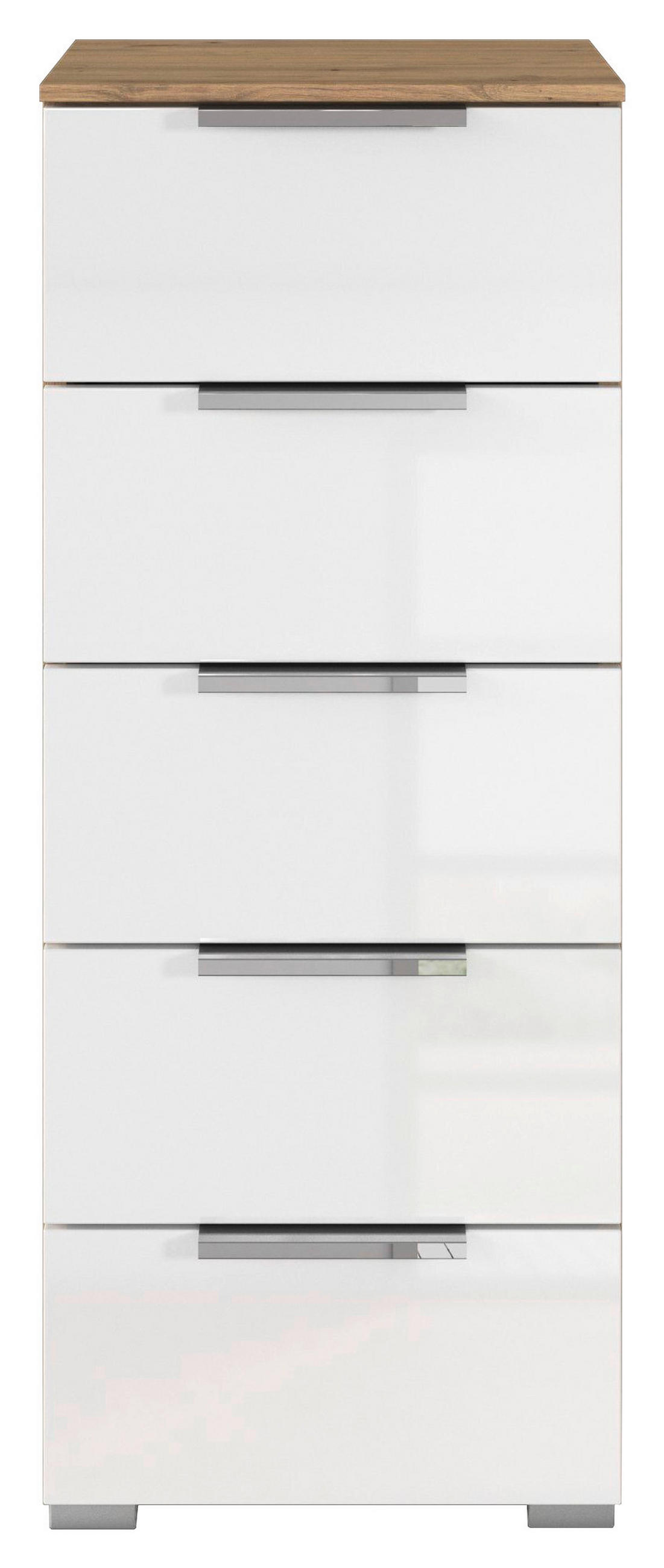 KOMMODE  in 40/100/42 cm  - Chromfarben/Weiß Hochglanz, KONVENTIONELL, Holzwerkstoff/Kunststoff (40/100/42cm) - home24