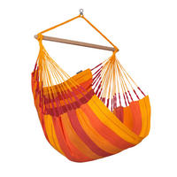 HÄNGESESSEL comfort org.cotton 110/160/180 cm  - Gelb/Rot, KONVENTIONELL, Holz/Textil (110/160/180cm) - La Siesta