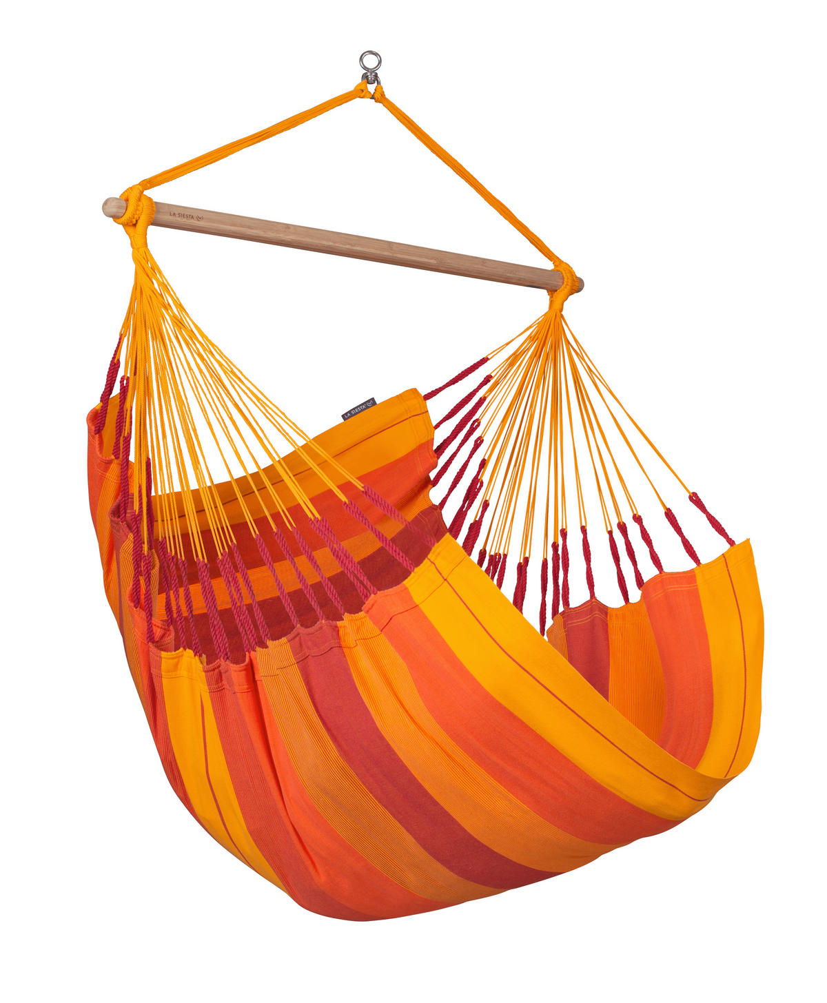 HÄNGESESSEL comfort org.cotton 110/160/180 cm  - Gelb/Rot, KONVENTIONELL, Holz/Textil (110/160/180cm) - La Siesta