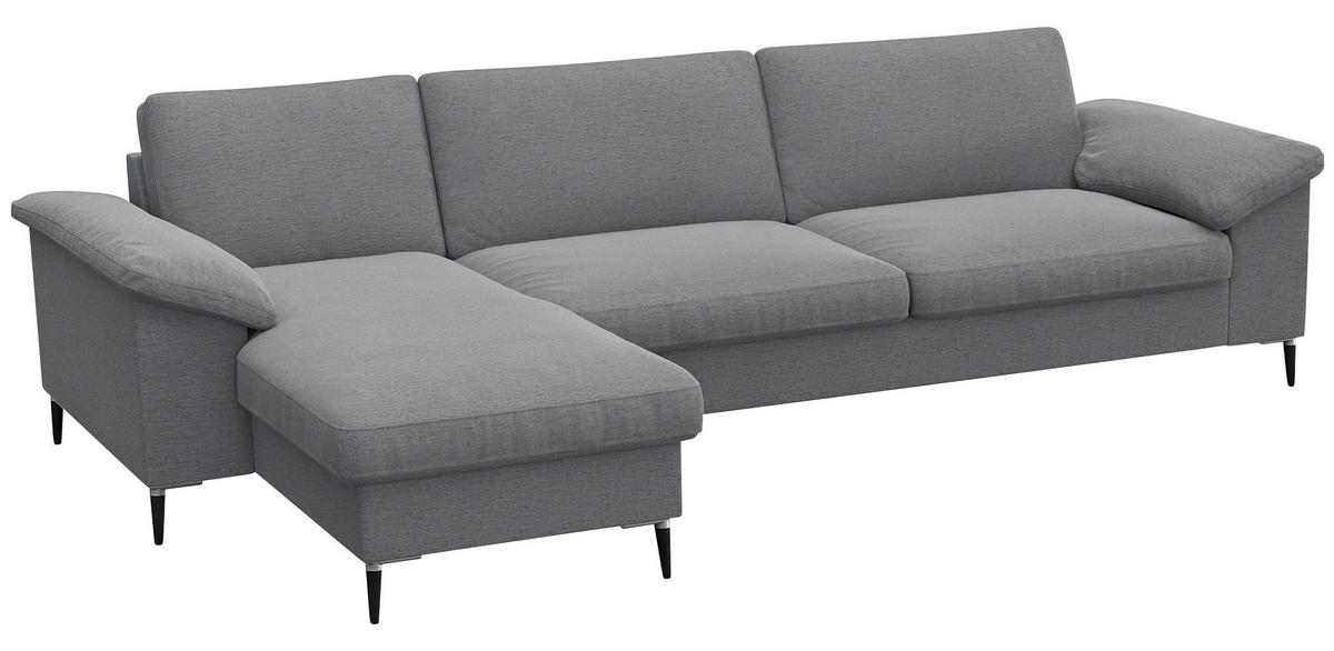 ECKSOFA Grau Flachgewebe  - Alufarben/Schwarz, Design, Textil/Metall (159/274cm) - Livetastic