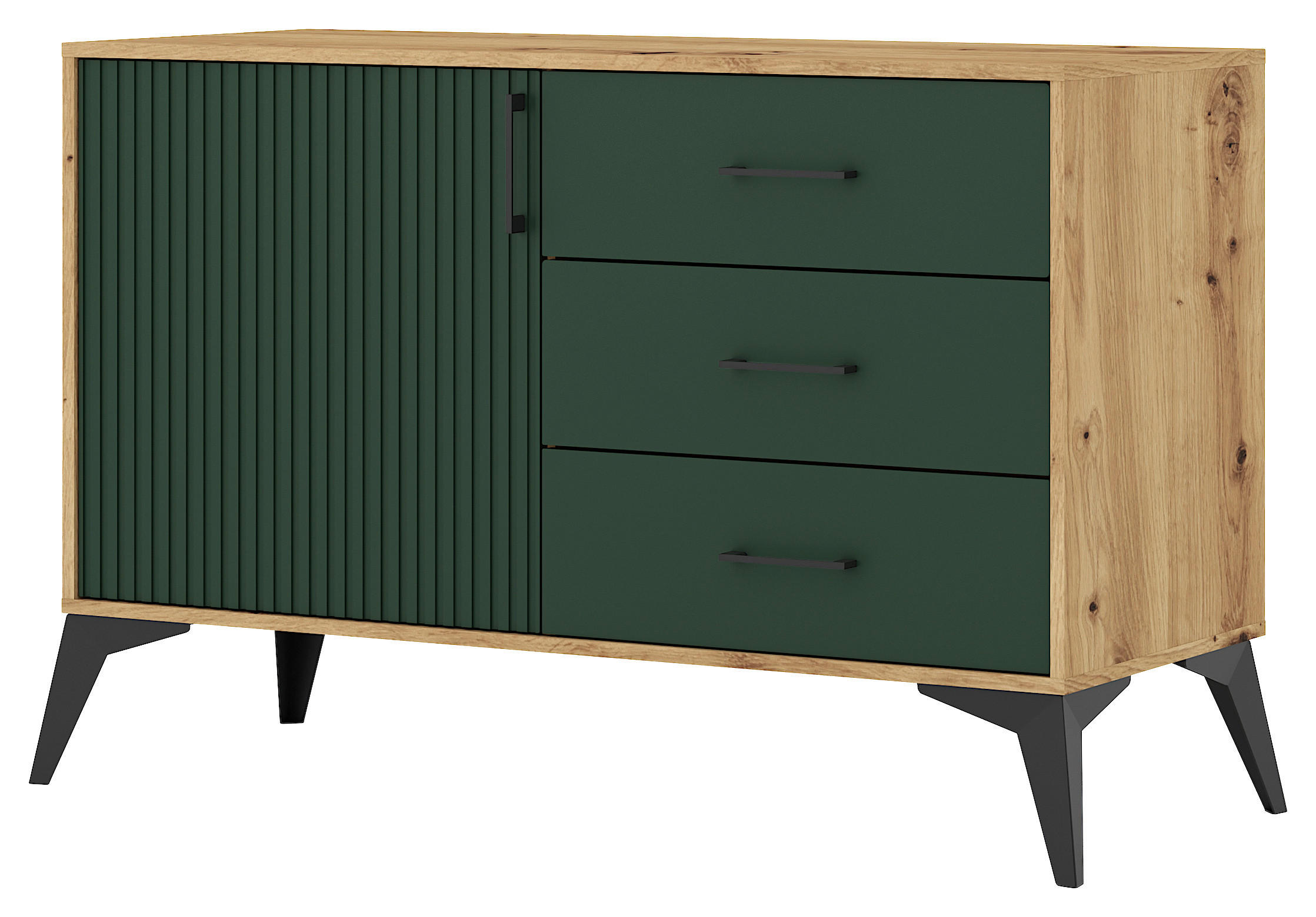 KOMMODE  in 112,5/78,4/42 cm  - Dunkelgrün/Schwarz, Design, Holzwerkstoff/Metall (112,5/78,4/42cm) - Boxxx