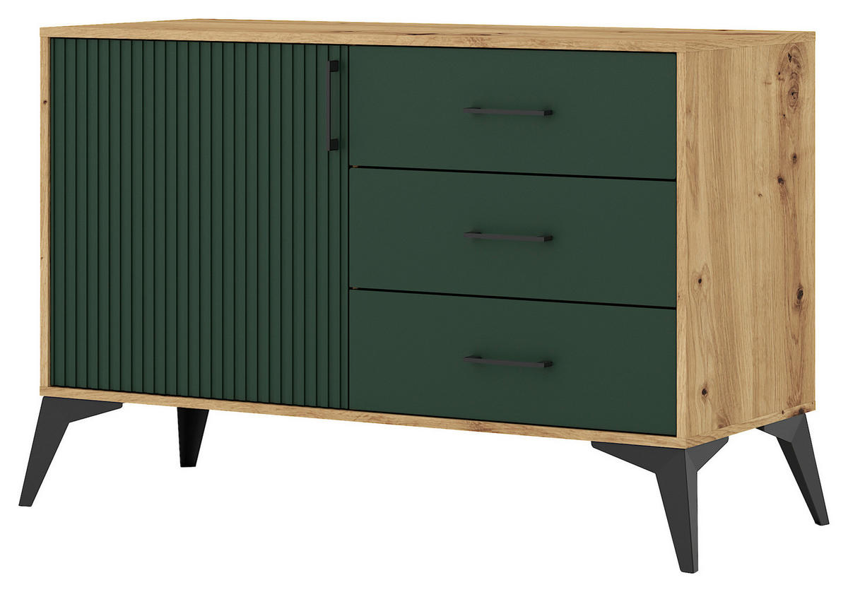 KOMMODE  in 112,5/78,4/42 cm  - Dunkelgrün/Schwarz, Design, Holzwerkstoff/Metall (112,5/78,4/42cm) - Boxxx