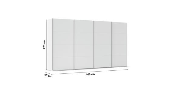 SCHWEBETÜRENSCHRANK  in Weiß  - Alufarben/Weiß, Basics, Holzwerkstoff/Metall (400/223/68cm) - Novel