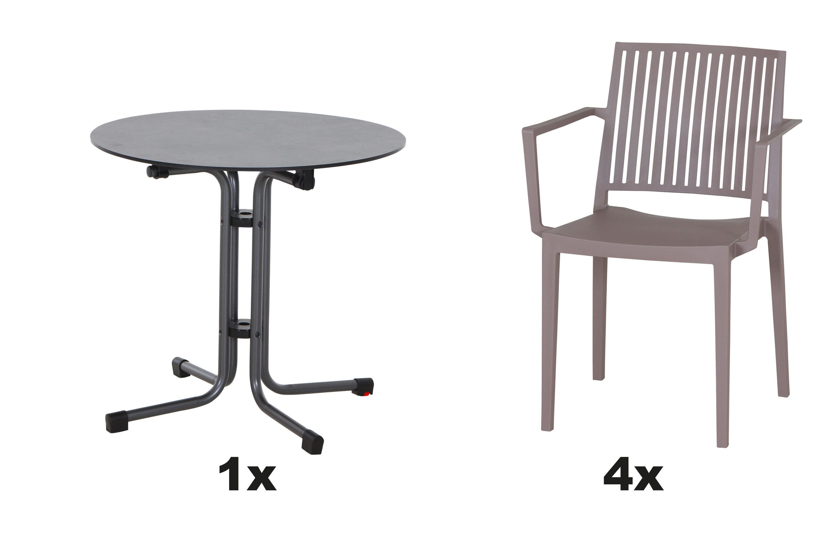 GARTENGARNITUR 5-teilig Stahl  - Taupe/Anthrazit, Basics, Kunststoff/Metall (80/80/80cm) - Siena Garden