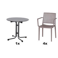 GARTENGARNITUR 5-teilig  - Taupe/Anthrazit, Basics, Holzwerkstoff/Kunststoff (80/80/80cm) - Siena Garden