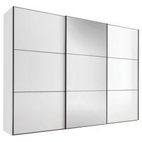SCHWEBETÜRENSCHRANK in Weiss  - Weiss/Schwarz, Glas/Holzwerkstoff (249/222/68cm) - Moderano