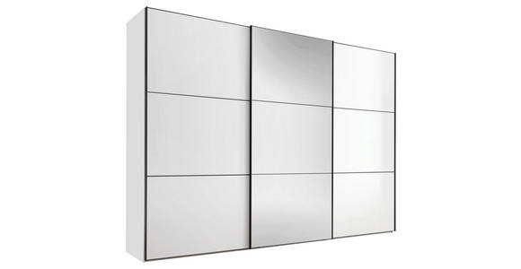 SCHWEBETÜRENSCHRANK  in Weiß  - Schwarz/Weiß, Holzwerkstoff/Metall (298/222/68cm) - Moderano