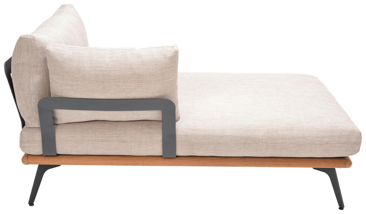 LOUNGEGARNITUR 150/280 cm Aluminium, Stahl  - Greige/Dunkelgrau, Design, Textil/Metall (150/280cm) - Amatio
