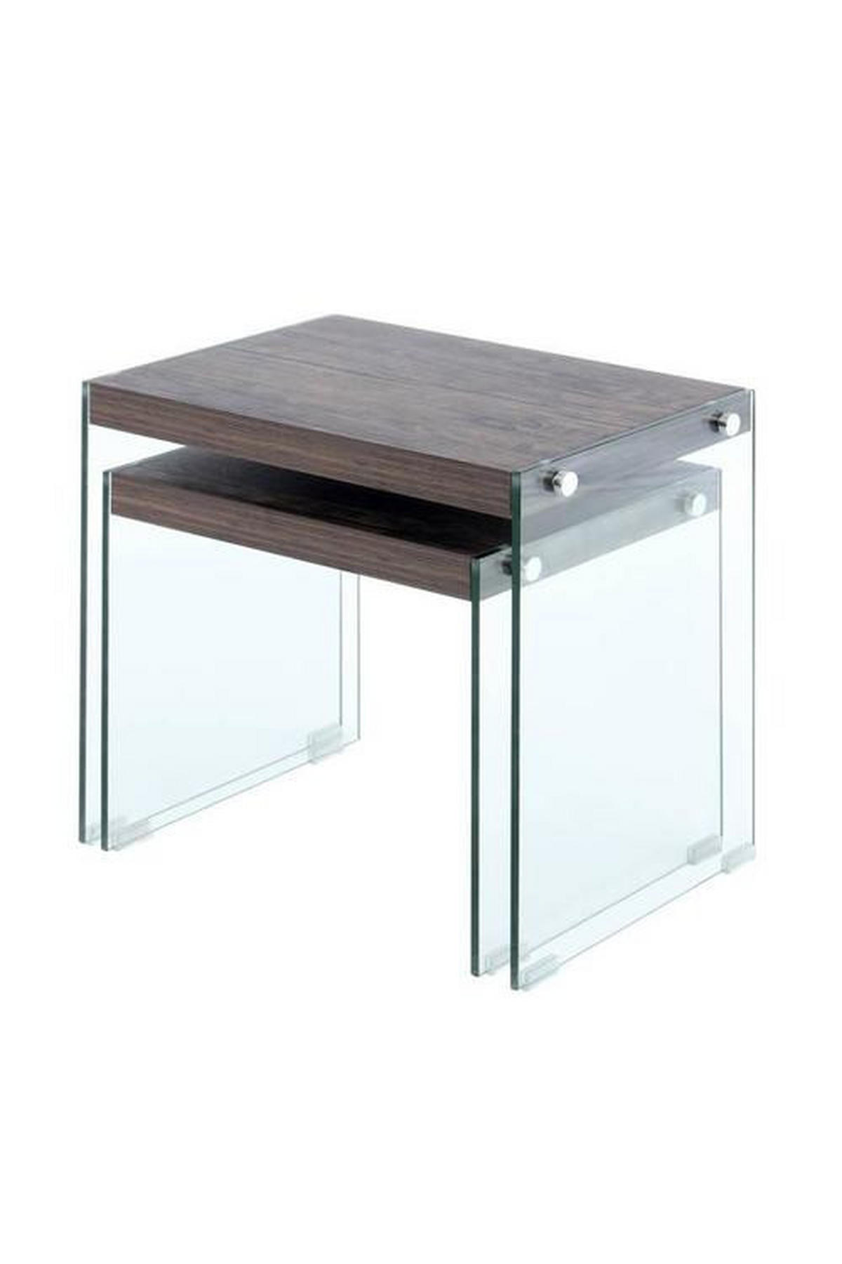 BEISTELLTISCHSET in Glas, Holzwerkstoff  - Klar/Braun, Basics, Glas/Holzwerkstoff - Kayoom