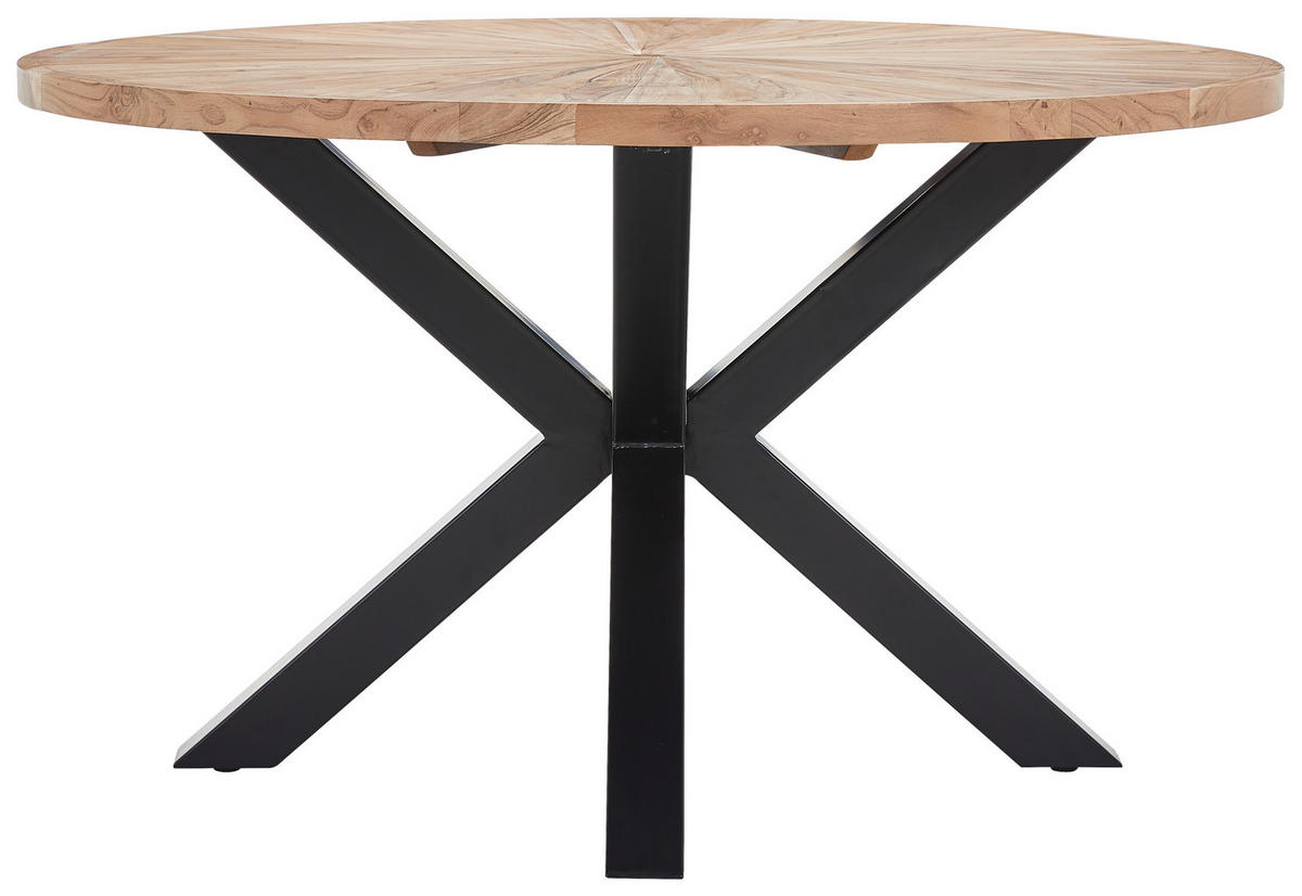ESSTISCH in Holz, Metall 130/130/76 cm  - Schwarz/Akaziefarben, Natur, Holz/Metall (130/130/76cm) - Livetastic