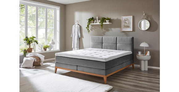 BOXSPRINGBETT 180/200 cm  in Grau  - Eichefarben/Grau, KONVENTIONELL, Holz/Textil (180/200cm) - Carryhome