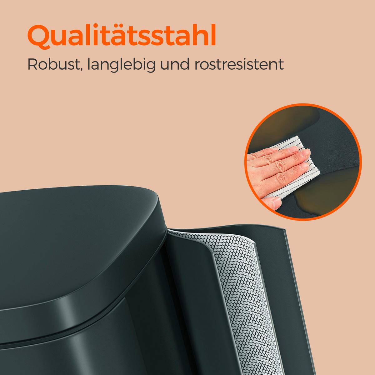ABFALLSAMMLER 30 L  - Schwarz/Grau, Basics, Kunststoff/Metall (34,8/63,3/29,7cm)