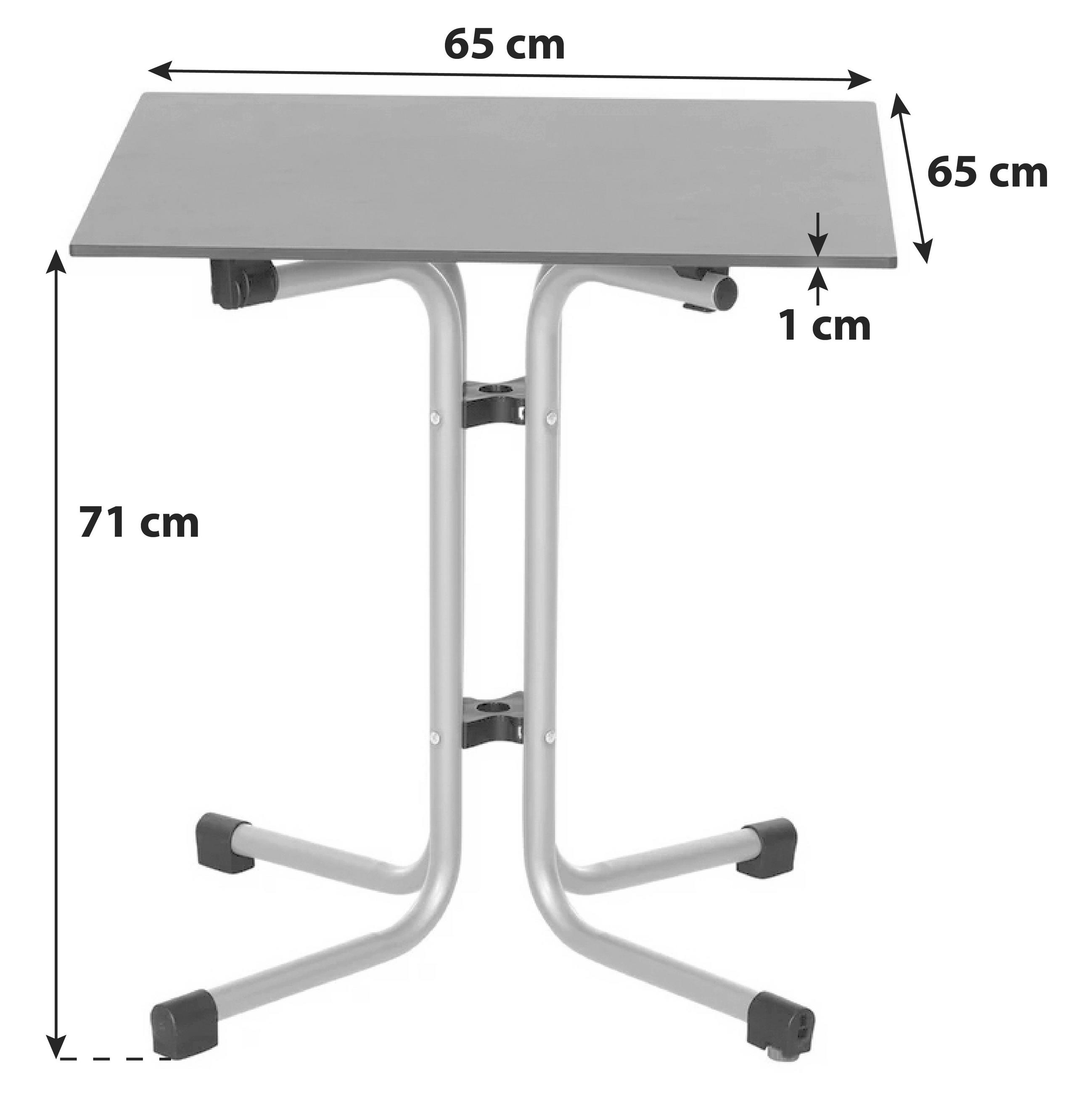 GARTENKLAPPTISCH 65/65/71 cm Metall, Kunststoff, Holzwerkstoff rechteckig - Anthrazit/Silberfarben, KONVENTIONELL, Holzwerkstoff/Kunststoff (65/65/71cm) - Siena Garden