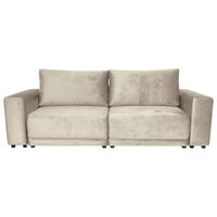 BIGSOFA in Velours Beige  - Beige/Schwarz, Design, Kunststoff/Textil (256/88/120cm) - home24