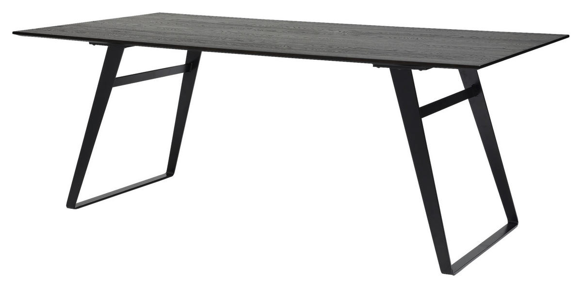 ESSTISCH Eiche massiv rechteckig Schwarz  - Schwarz, Design, Holz/Metall (180/100/77cm) - Musterring