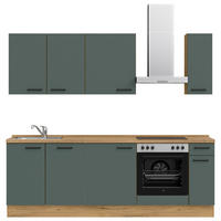 KÜCHENLEERBLOCK 240 cm   in Eichefarben, Dunkelgrün  - Dunkelgrün/Eichefarben, MODERN, Holzwerkstoff/Metall (240cm) - Nobilia