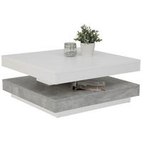 COUCHTISCH 67/67/35 cm quadratisch Grau, Weiß  - Weiß/Grau, Basics, Holzwerkstoff (67/67/35cm) - Boxxx