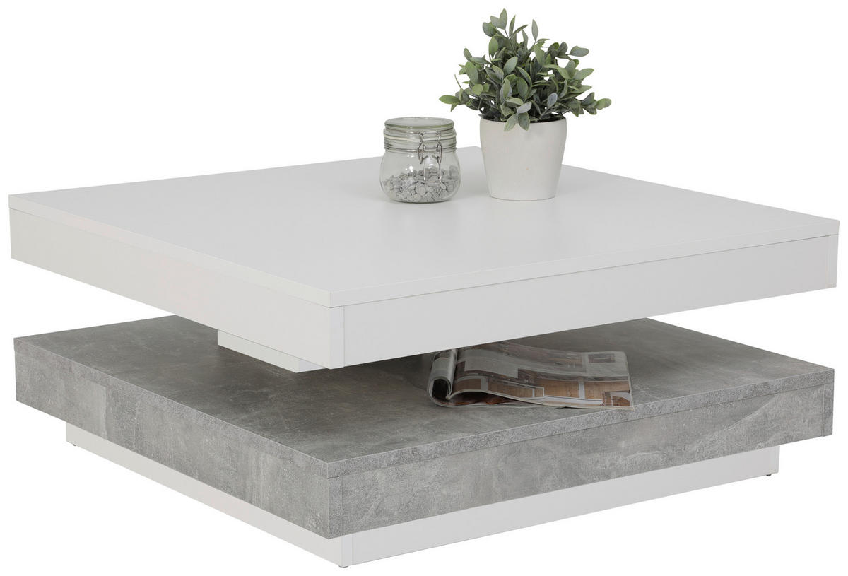 COUCHTISCH 67/67/35 cm quadratisch Grau, Weiß  - Weiß/Grau, Basics, Holzwerkstoff (67/67/35cm) - Boxxx