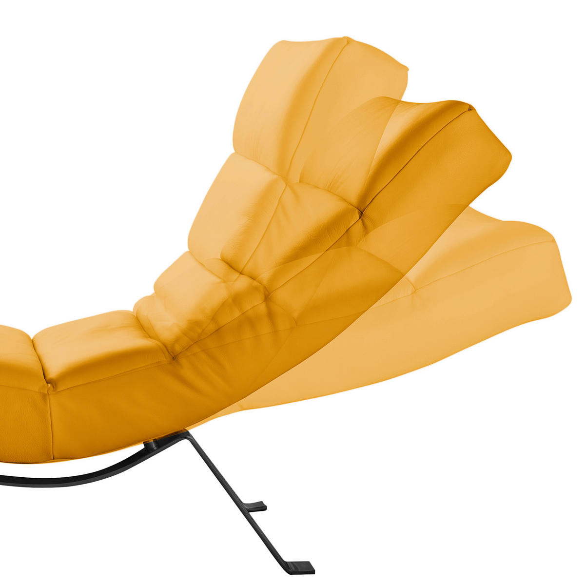 RELAXLIEGE Echtleder Currygelb  - Currygelb/Schwarz, Design, Leder/Metall (65/65-95/171cm) - Livetastic